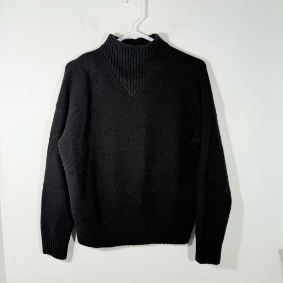 Madewell Dillon Black Wool Blend Mockneck Ribbed Sweater XS NC649 - Picture 2 of 12
